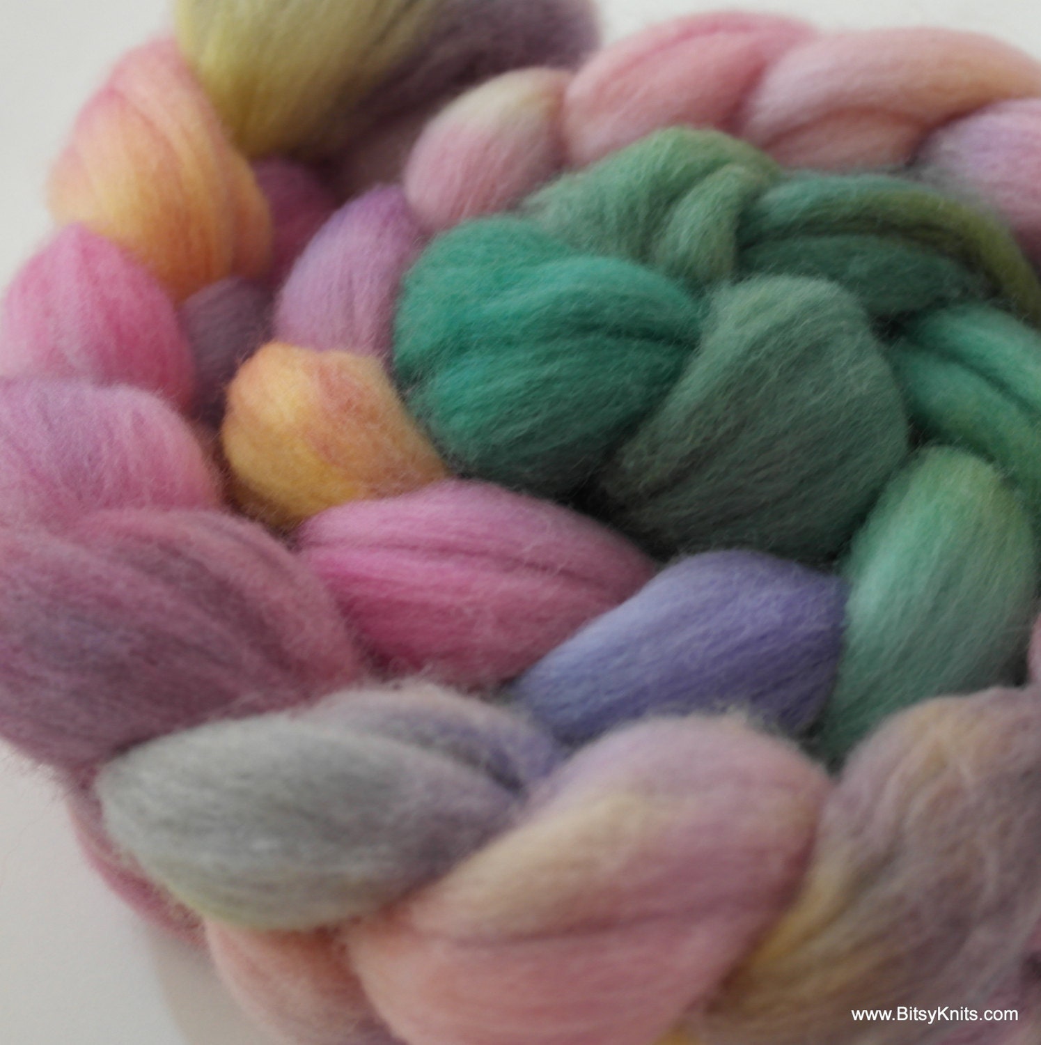 Polwarth Top / Roving -  4 oz braid handpainted colorway "Wildflowers Gradient"