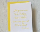 Letterpress card for dad - yellow - thank you, congratulations, wedding, milestone, father's day