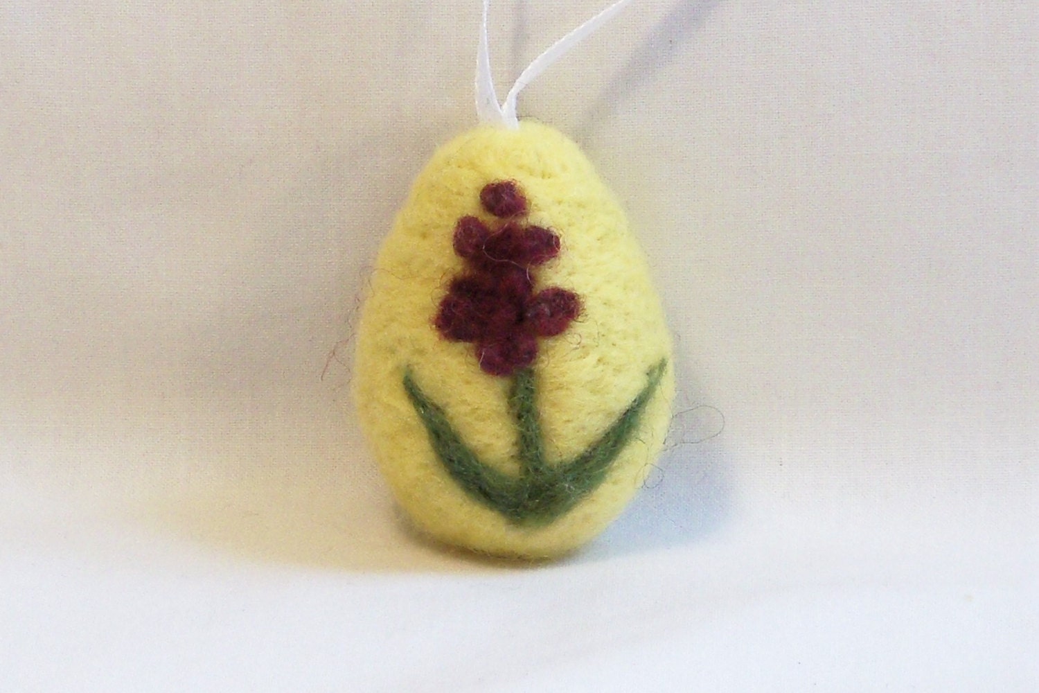 Easter Egg Mini Ornament - Needle Felted Flower Grape Hyacinth