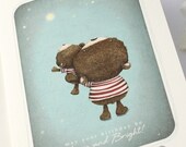 Greeting Card, Card, Birthday, Brown Bear, Stars, Wishes, Reach for the Stars