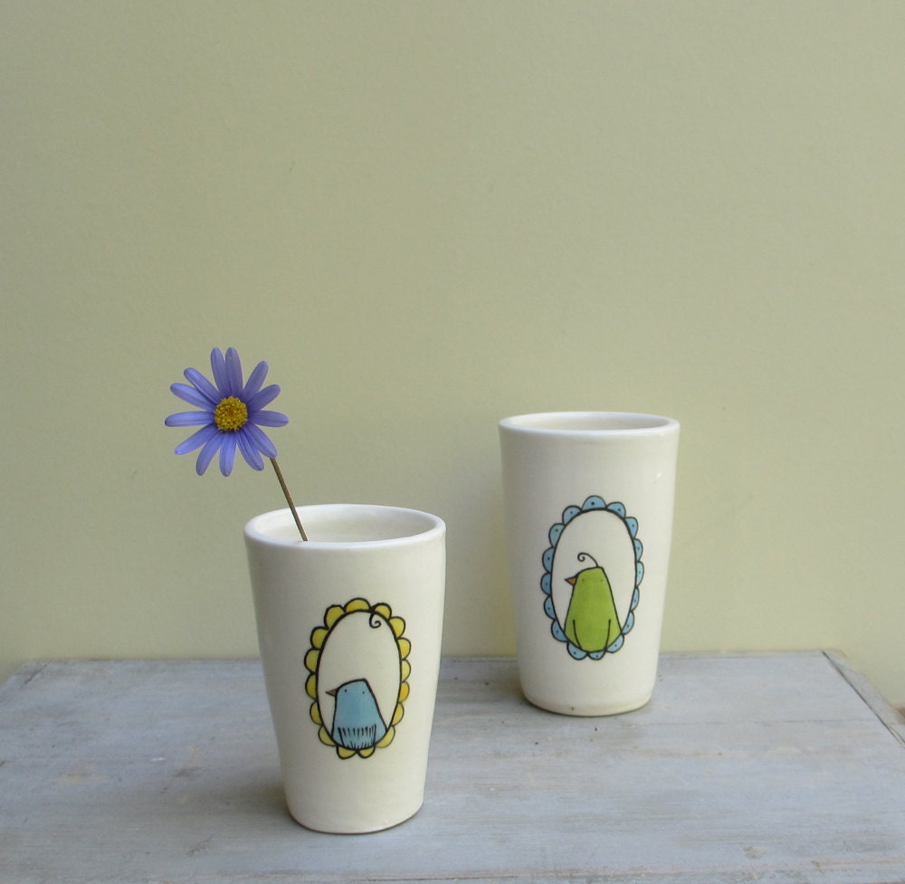 Bird vase, blue bird vase, small spring flower vase for Mother's Day