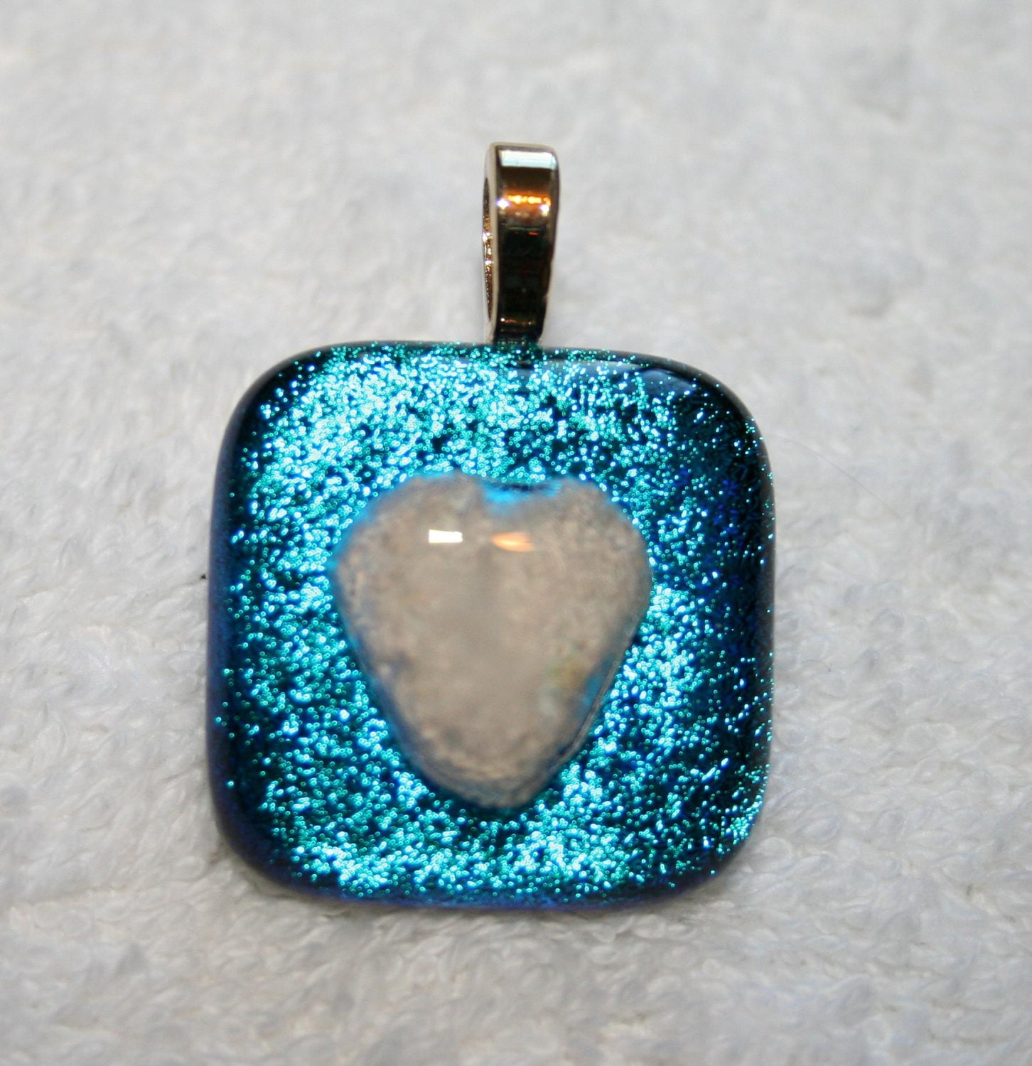 Something Blue Pendant Cremation Jewelry with Loved Ones Ashes shaped into a Heart