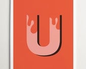 Wall Art, Nursery Wall Art, Alphabet Print, Alphabet Art, Nursery Print, Modernpop, Letter "U" - 8" x 10"