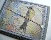 Fly Little Birdie Textile Art Mixed Media, Painted photograph, Hand Embroidery, Painting, Fiber Art