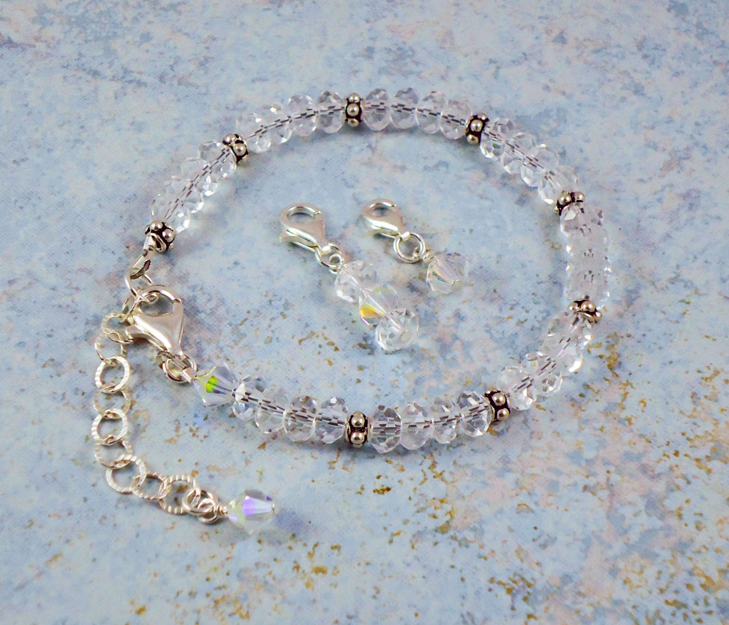 Sterling Silver Points Tracker Calorie Calculator Counting Beadwork  Bracelet Crystal