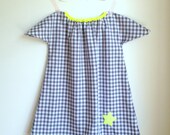 Girls dress - Gingham Fabric - Neon - French Style - Sizes for Babies, Toddlers and Girls from 1T to 6Y
