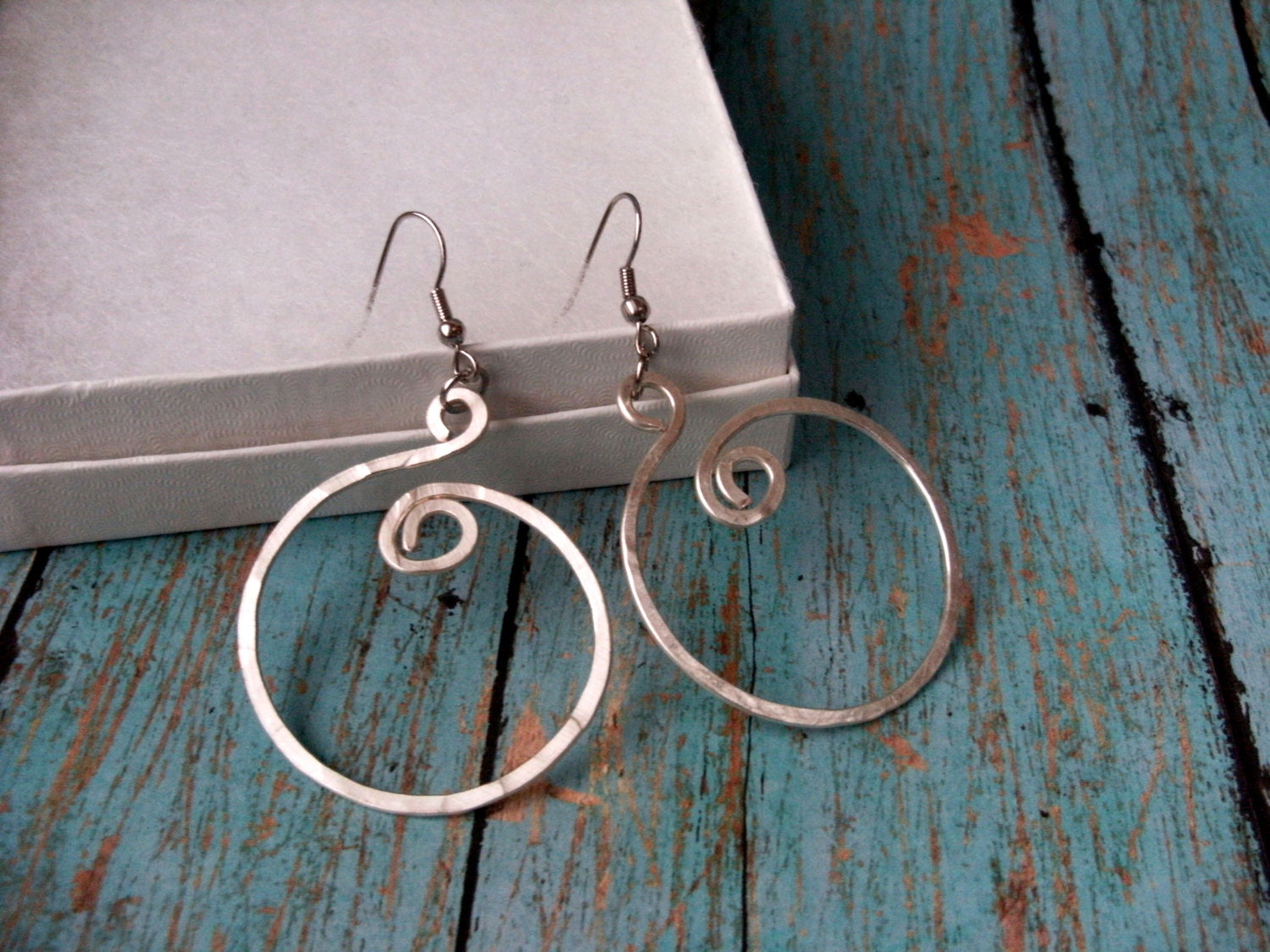 Silver hoops -  non tarnish silver wire - handmade- style 2