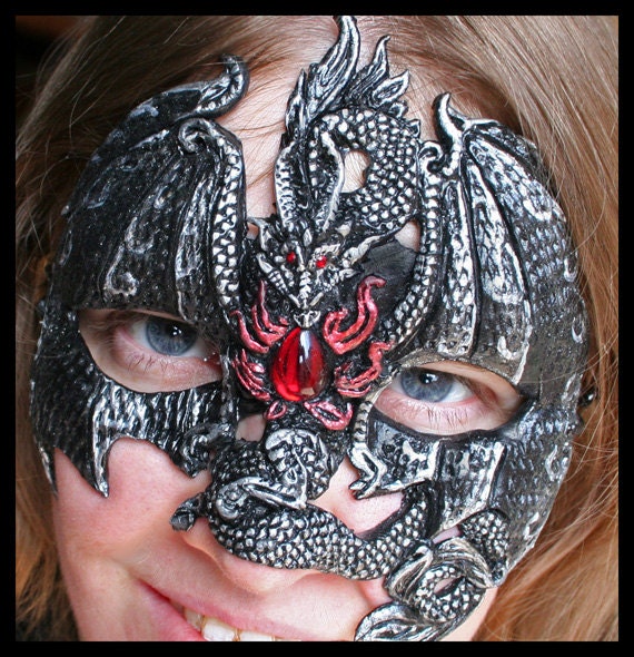 Black and Silver Dragon Mask