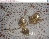 Summer Sale Vintage Large rose brooch gold toned GIOVANNI