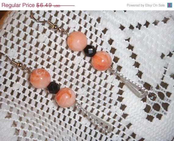 Summer Sale peaches and cream earrings silver