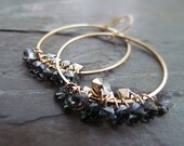 CHYANN-Shiny Gold Hoop Earrings with Crystal Bronze Shade Swarovski Crystals