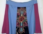 upcycled Christian Audigier jersey knit PLUS SIZE panel skirt 16 / 18 waist 40