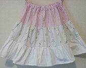 misses rosebuds and stripes tiered shabby chic skirt sz 6 small