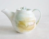Ceramic Porcelain Teapot in Cream, Turquoise and Rust