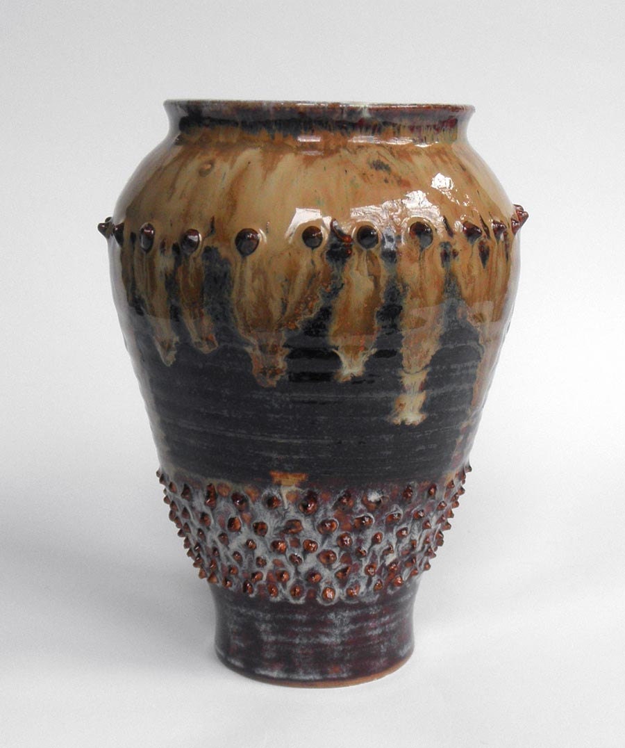Vase- Spiky Caramel and Chocolate Drips- Stoneware