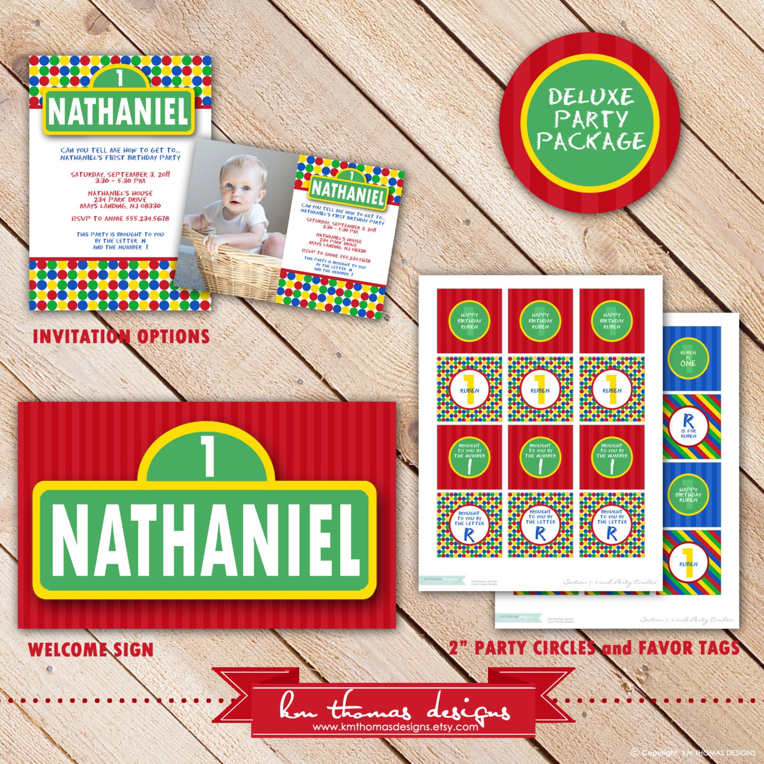Deluxe Custom Printable Party Package...SESAME STREET Inspired Collection...Personalized...by KM Thomas Designs