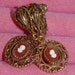 Vtg Romantic Victorian CAMEO Gold tone DANGLE Screw Back EARRINGS