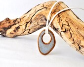 Asymmetrical Orb Pendant necklace in Speckled Slate Blue - ceramic stoneWEAR charm jewelry