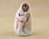 Wee Jizo Bindi Lady - OOAK Handmade Ceramic Art Sculpture Miniature Figurine