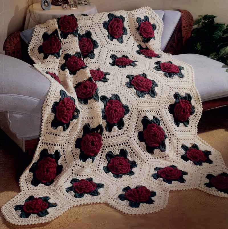 Victorian Rose Afghan Crochet Pattern-PA318