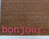 Witty Hand Painted Coir Welcome Mat - bonjour. - Choose Your Color