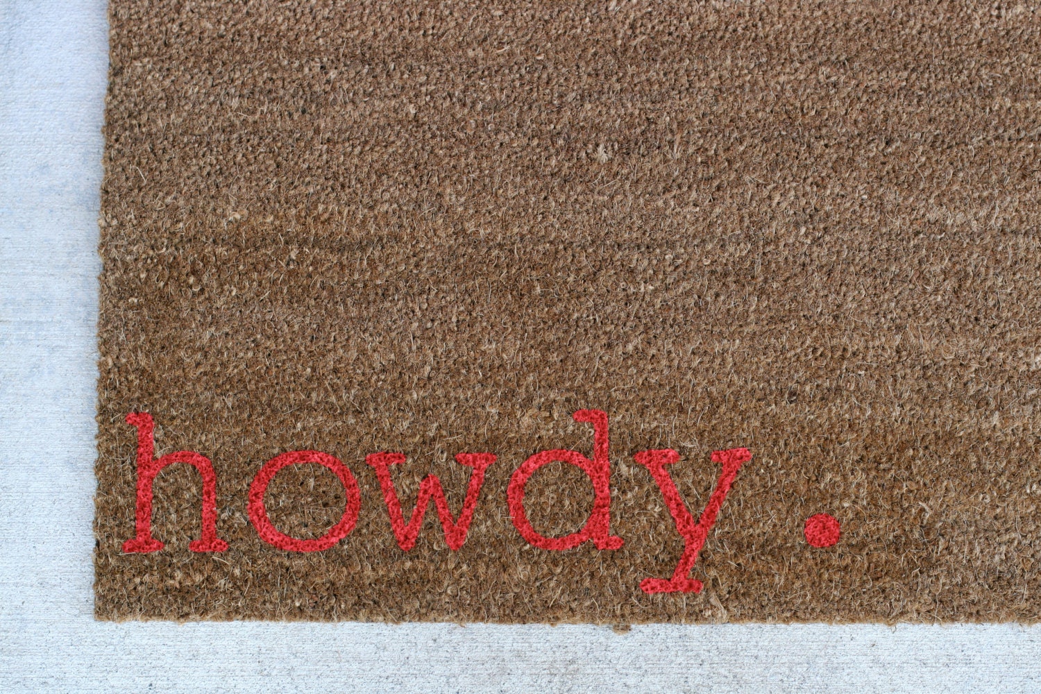 Witty Hand Painted Coir Welcome Mat - howdy. - Choose Your Color