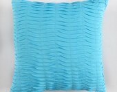 Turquoise blue pillow pleated decorative pillow 18X18 inch IN STOCK
