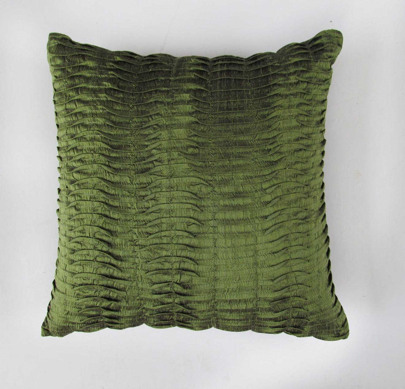 olive green pillow 16 inch silk decorative throw pillow IN STOCK