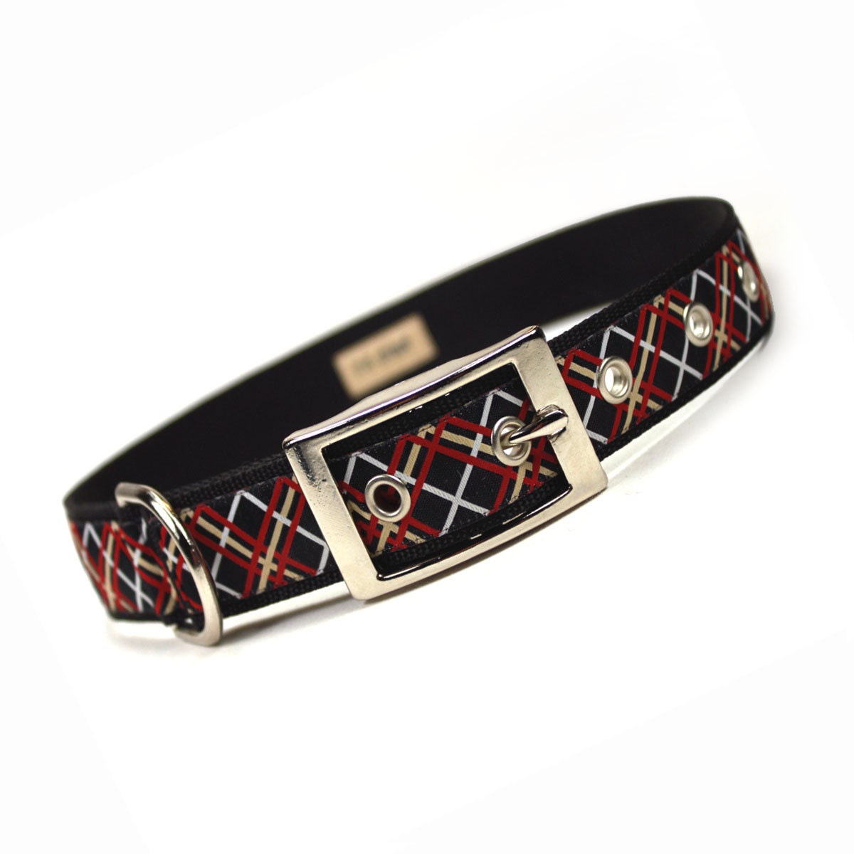 SALE - piccadilly plaid metal buckle dog collar (1 inch)