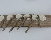 6 Burlap and Lace Wedding Wristet Clutches - Bridesmaid Clutch - Bridal Party - You Choose The Color Flower and Lining