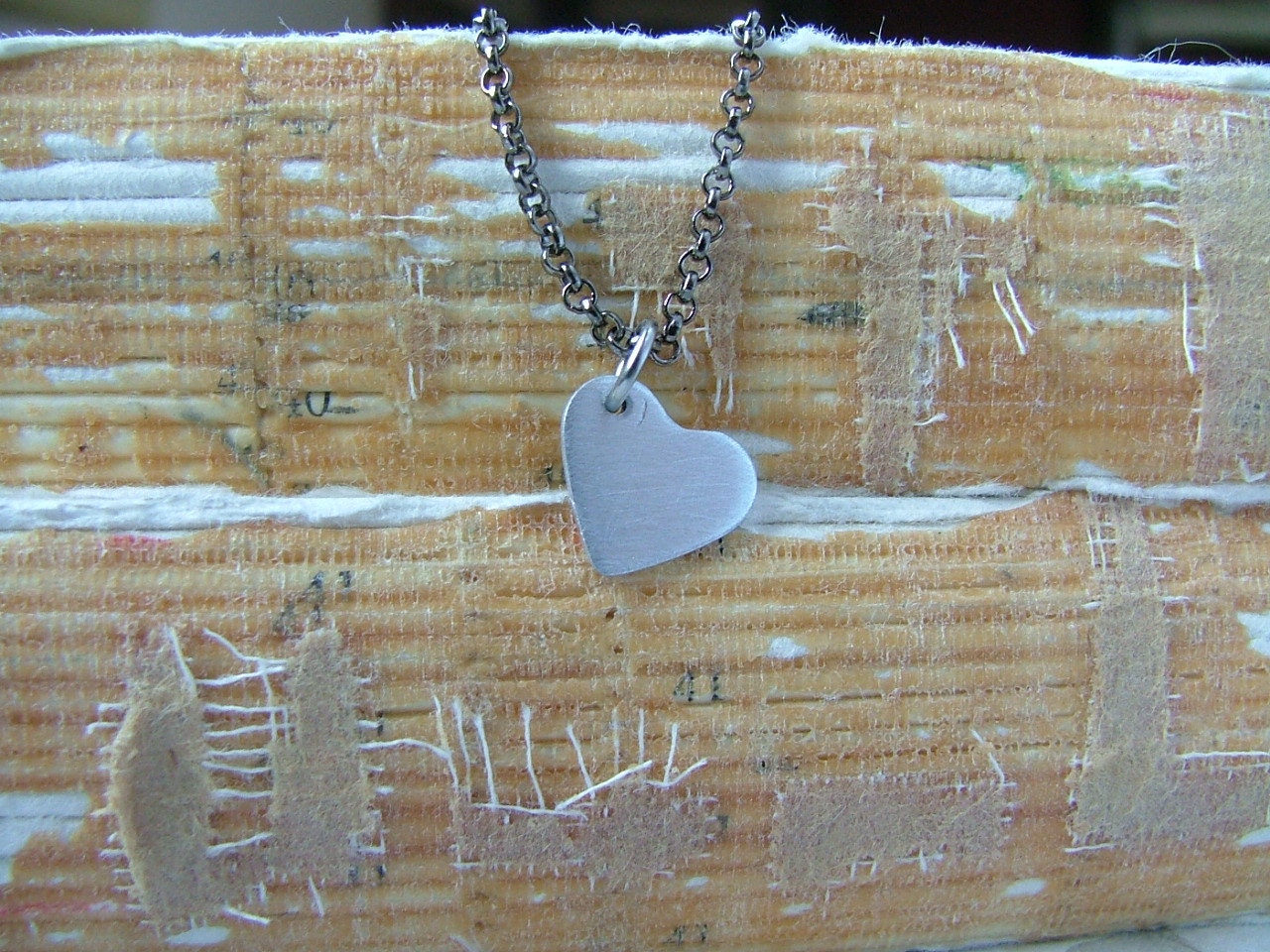 Just My Tiny Custom Hand Stamped or Blank Simple Aluminum Heart Pendant Necklace by MyBella