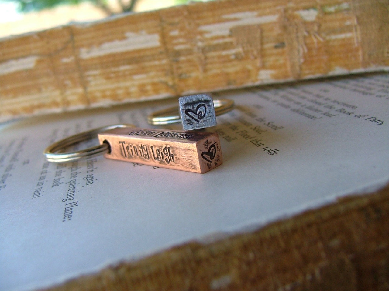 Raising The Bar Custom Hand Stamped Copper or Aluminum Bar Keychain by MyBella