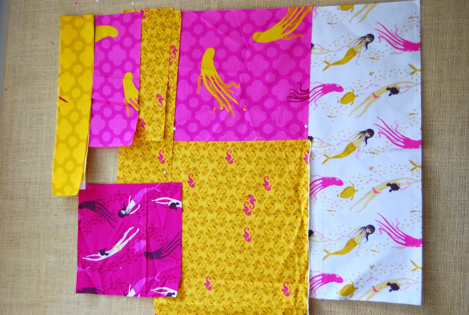 Fabric Bundle 3 - Heather Ross Mendocino Fabric in fuchsia