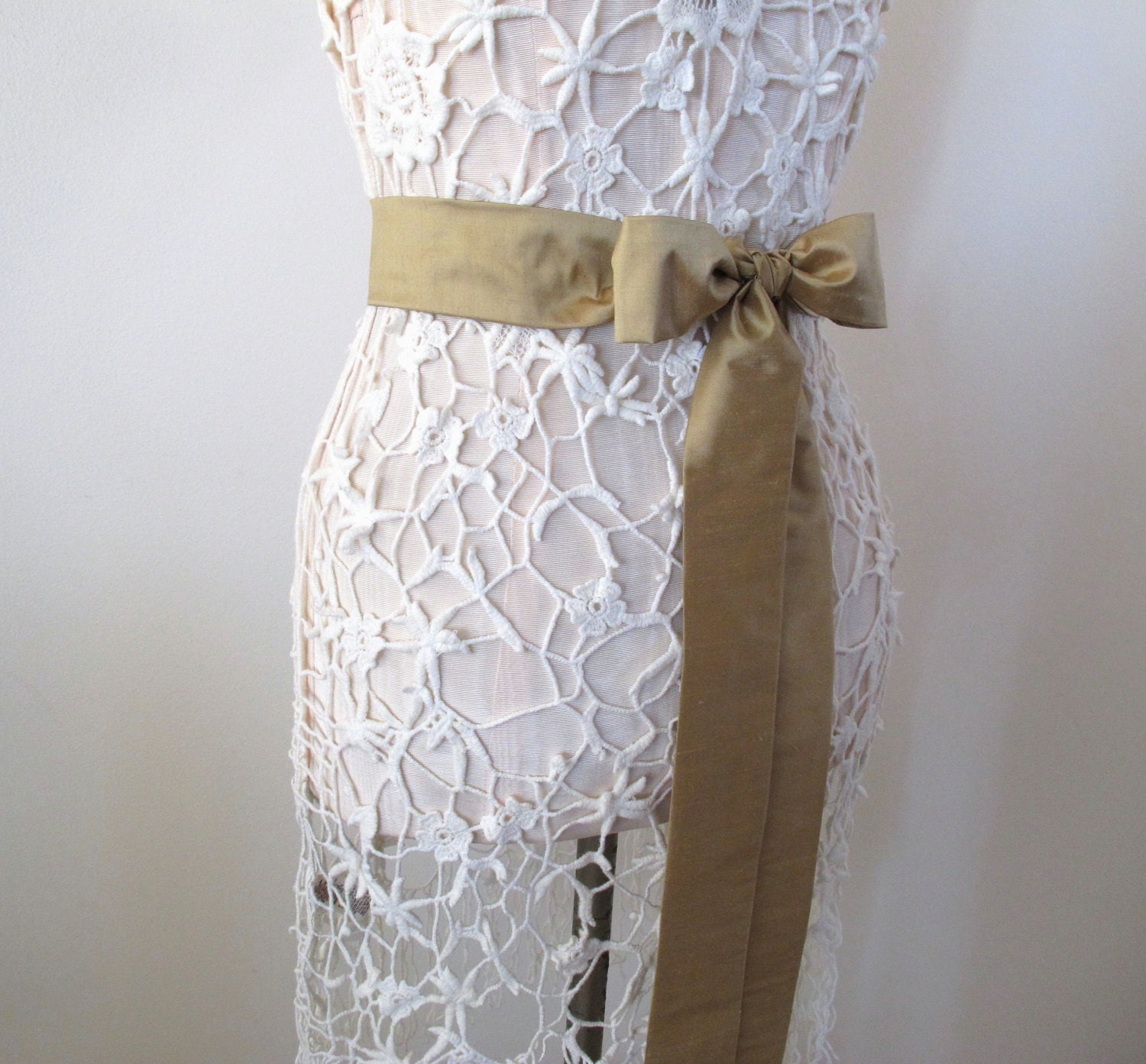 Dupioni Silk Wedding Sash in Antique Gold - longer length - ready to ship