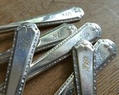 Monogrammed Silver Teaspoons c1923 Oneida Algonquin Pattern Letter S