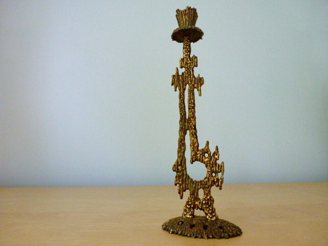Vintage Wainberg Brutalist Shabbat Candle Holder Israel Judaica c1960