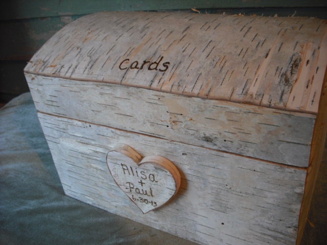 Handmade Birch Bark Treasure Chest or card box, made with New Hampshire bark, for a rustic, nature, fairytail, woodland, outdoor weddings.