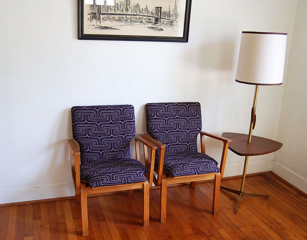 Pair of 1970's Wooden Arm Chairs