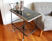 Vintage Mid Century Glass Beverage Bar Hostess Serving Cart Kathi Urbach