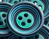 vintage sewing buttons Mod Green Bull's Eye ring arounds 3/4" x8