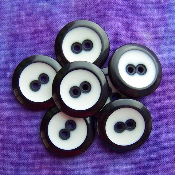 vintage sewing buttons Bold Black n White big by brizelsupplies