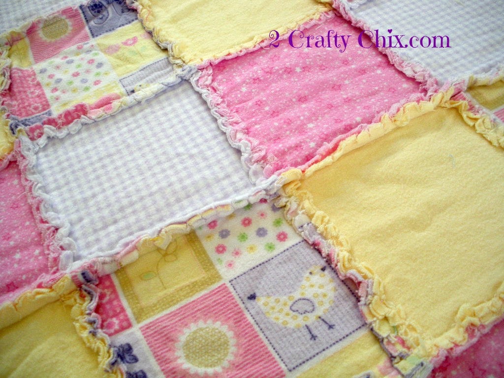 Birds and Flowers Handmade Flannel Rag Edge Quilt Blanket