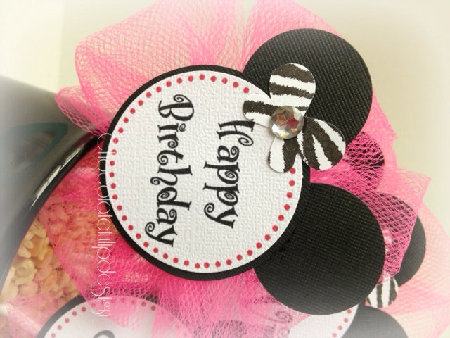 Happy Birthday Miss Mouse Original Tulle Cupcake Toppers Custom handmade design by Chocolatetulipdesign