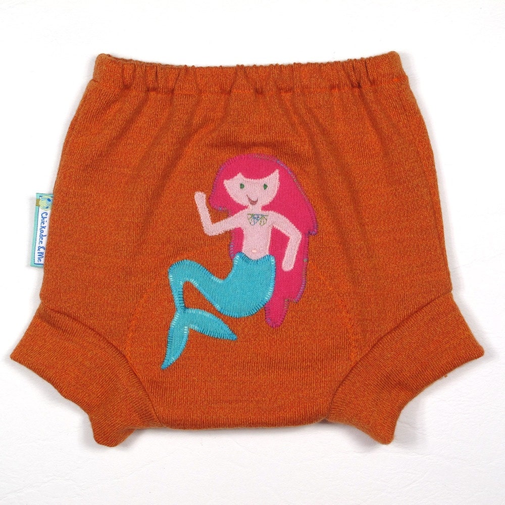 Wool Soaker Diaper Cover - MERMAIDEN - Large 18M-2T