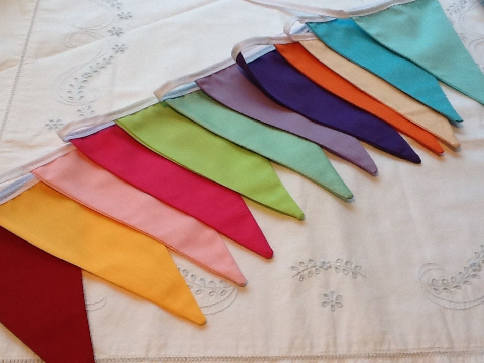12 flag Rainbow Flag Bunting / Fabric Garland / Banner -  Childs Bedroom, and birthday parties, photo prop