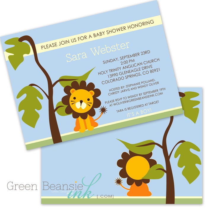JUNGLE LION Baby Shower Printable Party Invitation Il_570xn