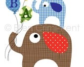 Kids Nursery decor-colorful elephants for boys