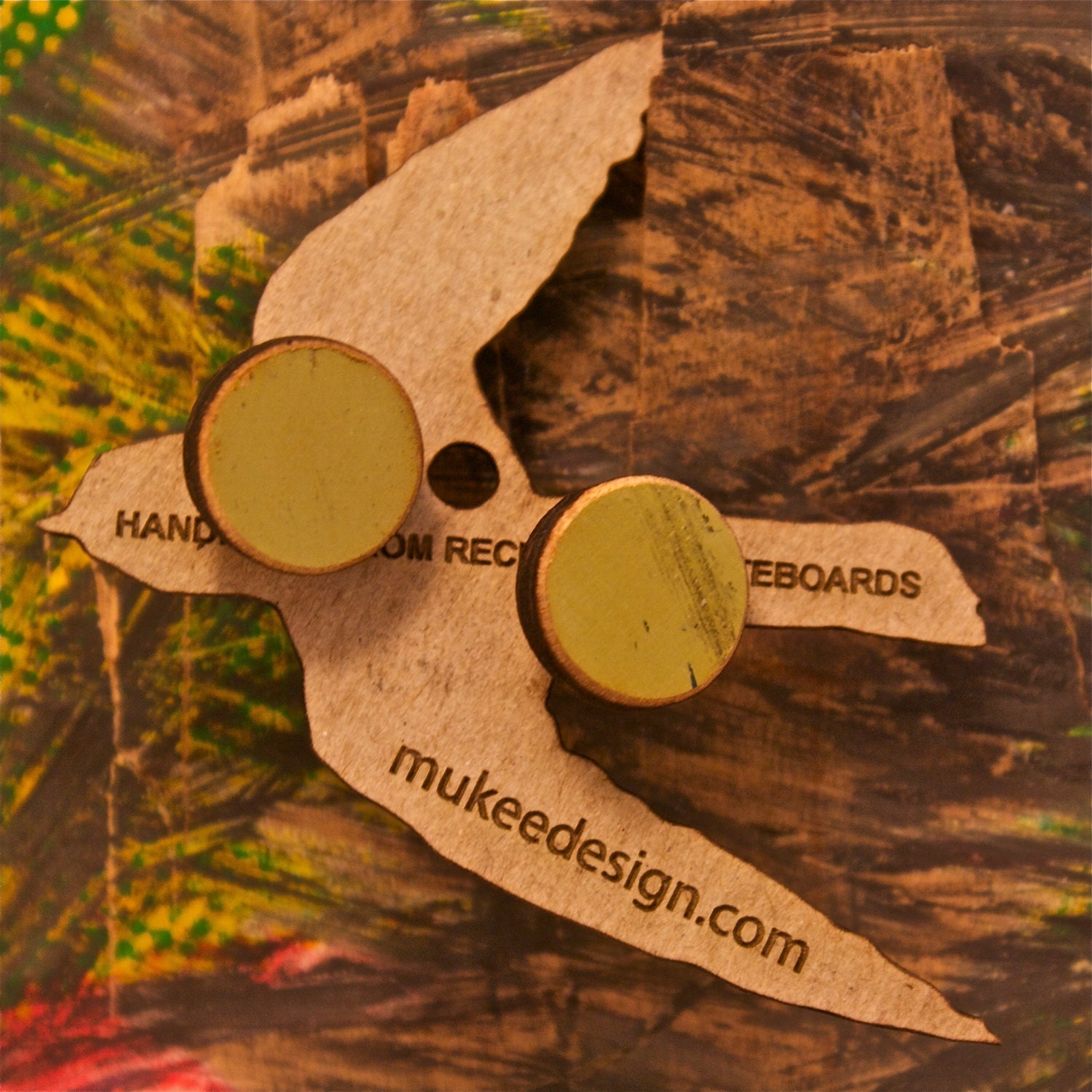 Reclaimed Skateboard Stud Earrings