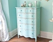 antique dresser aqua blue shabby chic beach cottage coastal light turquoise distressed vintage