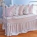 antique wrought iron crib settee daybed shabby chic chenille bedspread roses white iron cottage